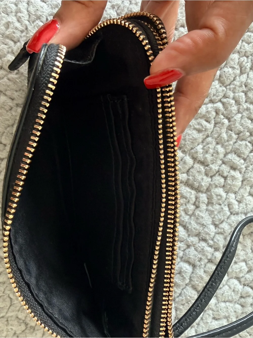 Coach Black Pebbled Leather Double Zip Wristlet Wallet Clutch Gold Hardware